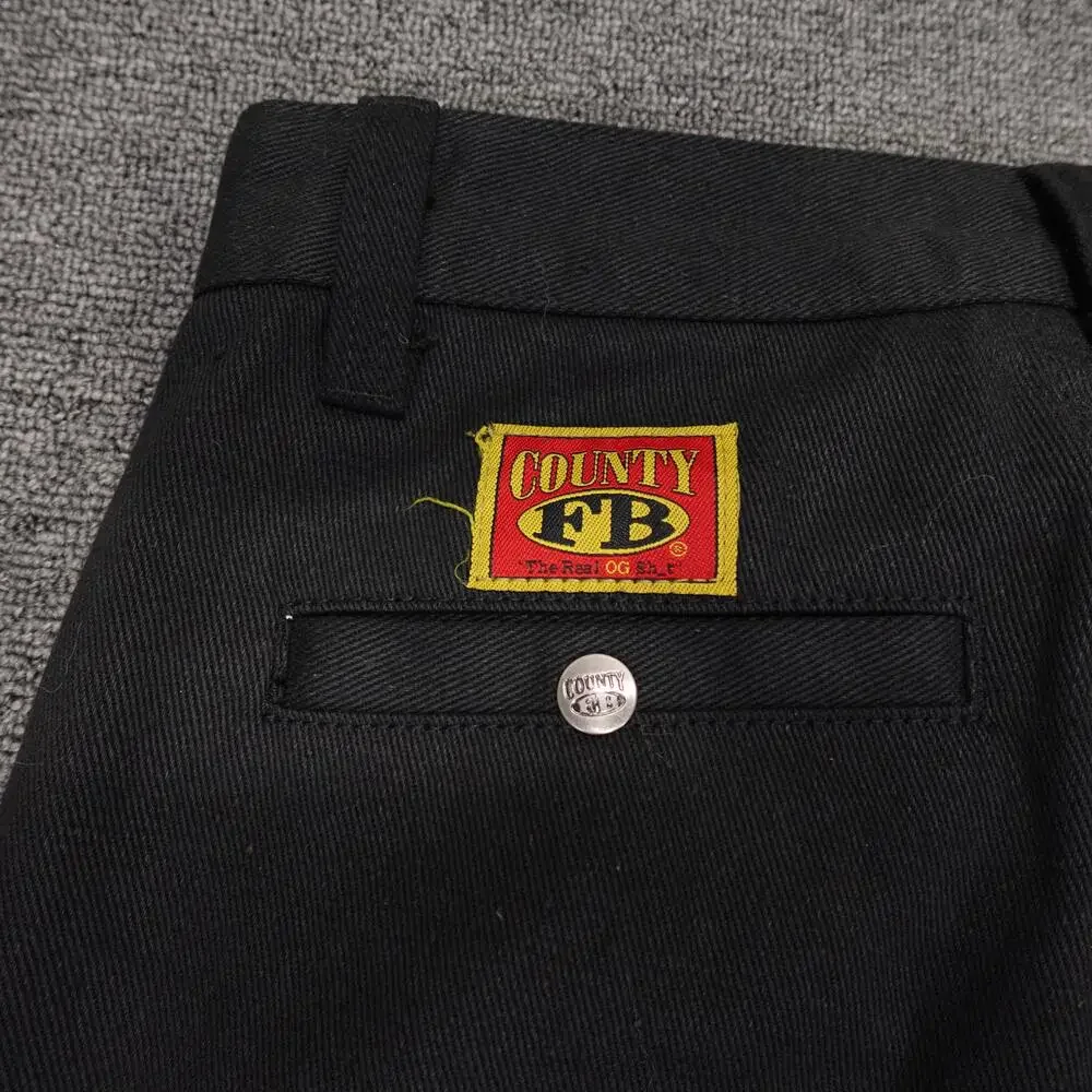 County FB Pants Mens 28x25 Black Relaxed Fit Chino Wide Leg Zip Fly Workwear